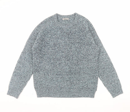 Tu Men Blue Chunky Knit Acrylic Crew Neck Pullover Jumper M