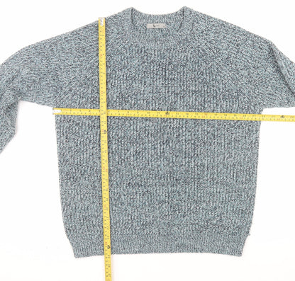 Tu Men Blue Chunky Knit Acrylic Crew Neck Pullover Jumper M