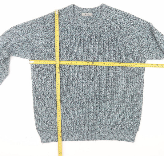 Tu Men Blue Chunky Knit Acrylic Crew Neck Pullover Jumper M