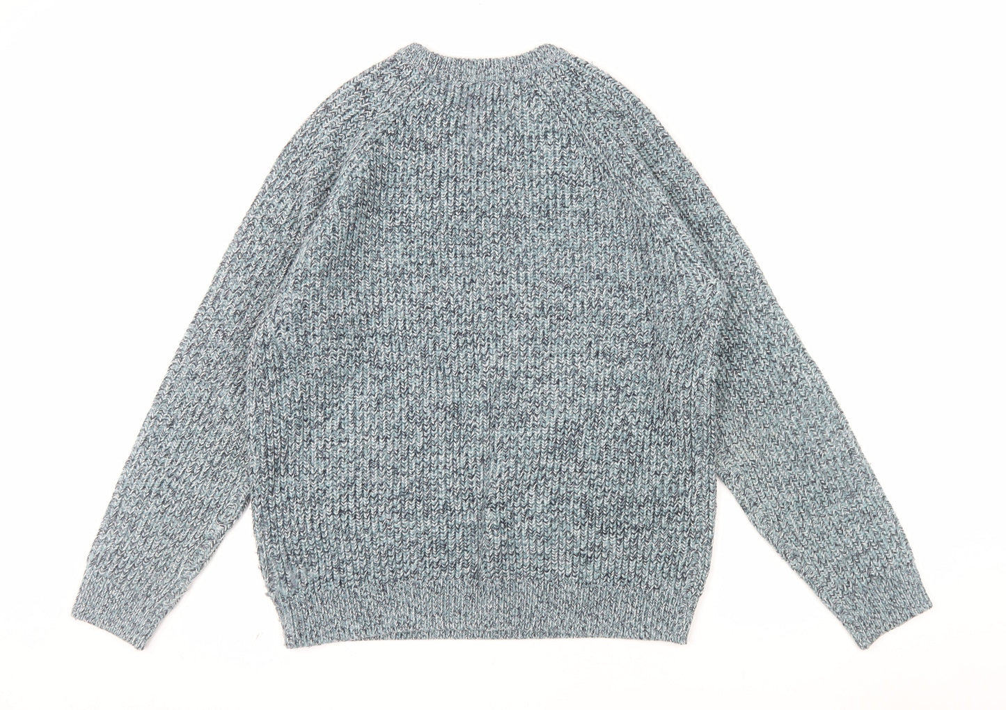 Tu Men Blue Chunky Knit Acrylic Crew Neck Pullover Jumper M