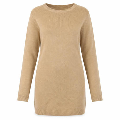 Brave Soul Women Camel Beige Long Sleeve Knit Jumper Dress M