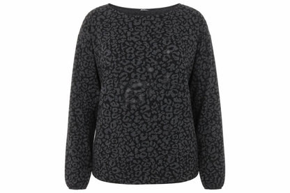 H&M Women’s Black Leopard Print Long Sleeve Pullover Jumper Size 12