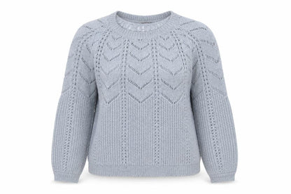 Principles Women Grey Open-Knit Crew Neck Long Sleeve Jumper Size 14