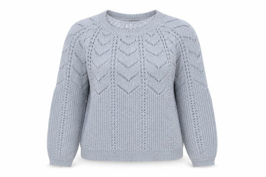 Principles Women Grey Open-Knit Crew Neck Long Sleeve Jumper Size 14