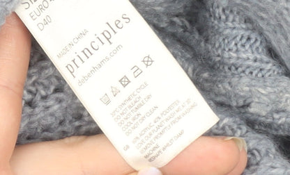Principles Women Grey Open-Knit Crew Neck Long Sleeve Jumper Size 14