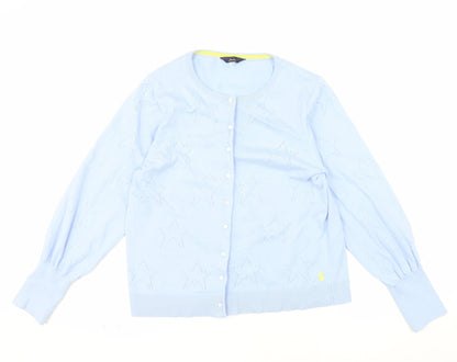 Joules Women's Blue Cotton Viscose Button Cardigan Size 14