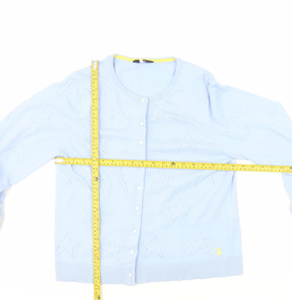 Joules Women's Blue Cotton Viscose Button Cardigan Size 14