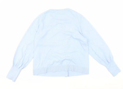 Joules Women's Blue Cotton Viscose Button Cardigan Size 14