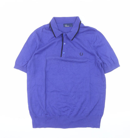 Fred Perry Men's Blue Cotton Short Sleeve Polo Shirt Size M