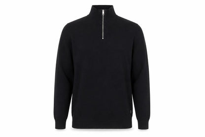 Jack & Jones Men's Black Half Zip High Neck Cotton Blend Jumper M