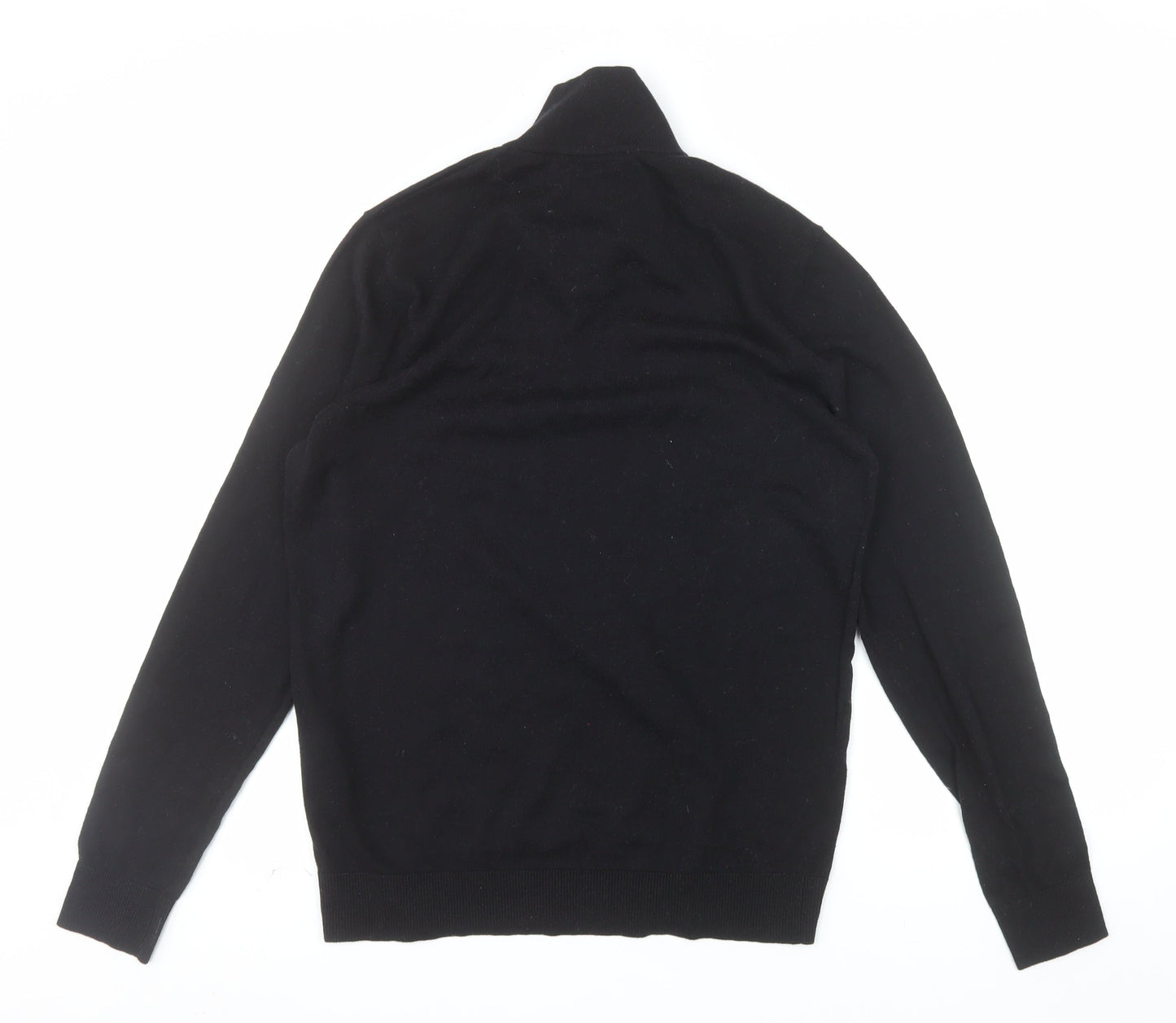 Jack & Jones Men's Black Half Zip High Neck Cotton Blend Jumper M