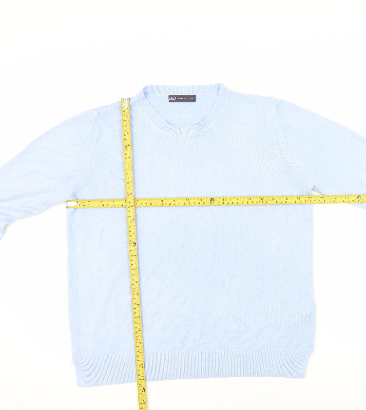 Marks and Spencer Womens Blue Size 16 Acrylic Crew Neck Jumper