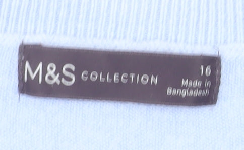 Marks and Spencer Womens Blue Size 16 Acrylic Crew Neck Jumper