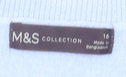 Marks and Spencer Womens Blue Size 16 Acrylic Crew Neck Jumper