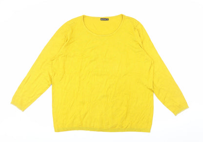 Inextenso Womens Yellow 2XL Round Neck Cotton Pullover Jumper