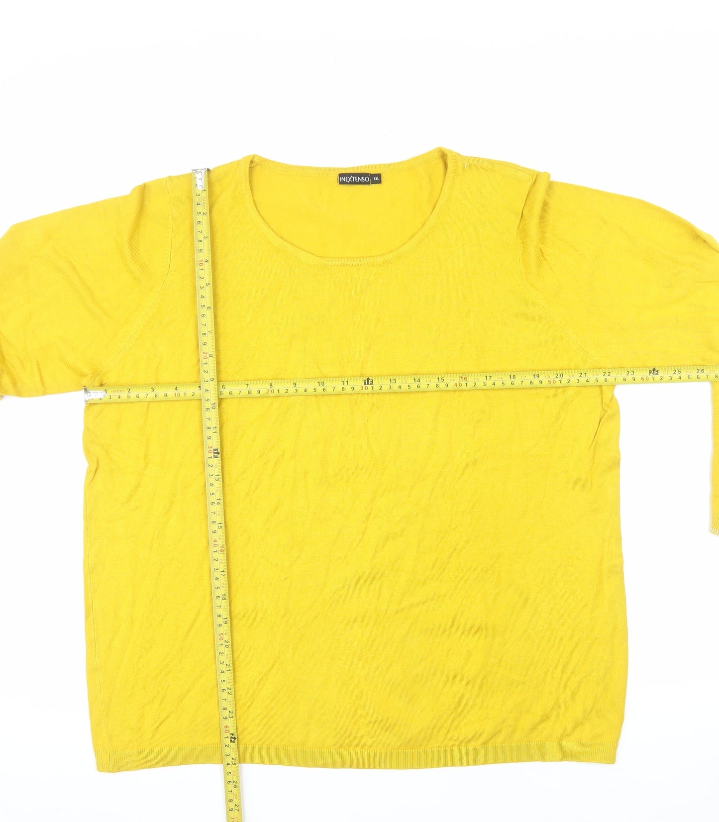 Inextenso Womens Yellow 2XL Round Neck Cotton Pullover Jumper
