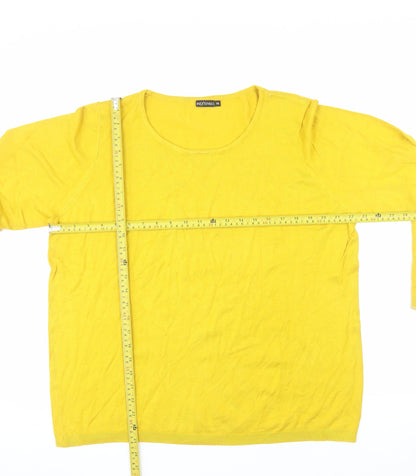 Inextenso Womens Yellow 2XL Round Neck Cotton Pullover Jumper