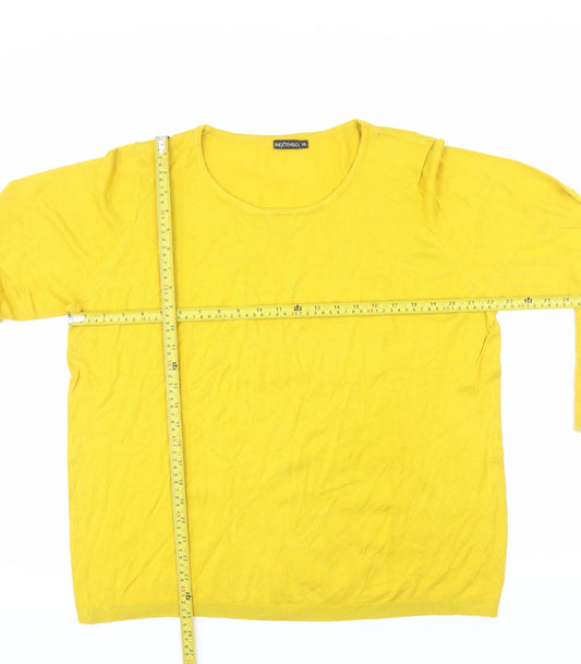 Inextenso Womens Yellow 2XL Round Neck Cotton Pullover Jumper