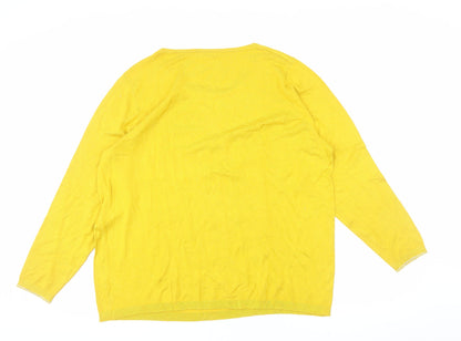 Inextenso Womens Yellow 2XL Round Neck Cotton Pullover Jumper