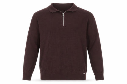 Marks & Spencer Men Brown L 1/2 Zip Cotton Jumper