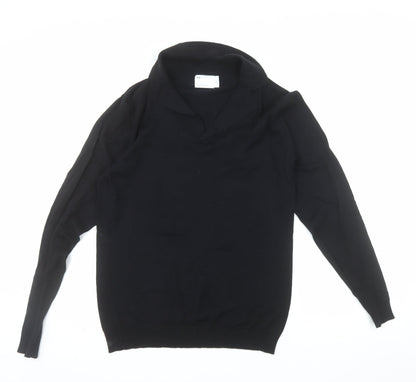 ASOS DESIGN Men's Black Cotton V-Neck Jumper XS