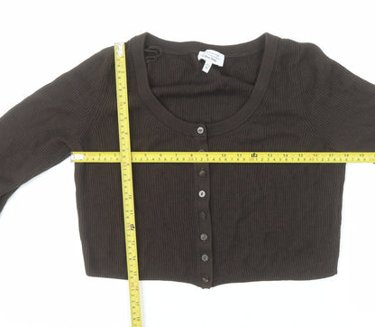 & Other Stories Women Brown Wool Blend Button Cardigan Size 12
