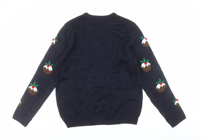 Marks and Spencer Mens Blue Christmas Pudding Jumper Size M