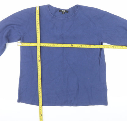 Uniqlo Women Blue Cotton Crew Neck Long Sleeve Pullover Jumper Size M