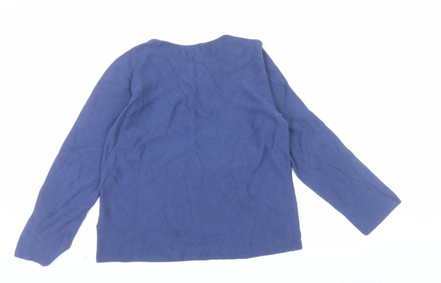 Uniqlo Women Blue Cotton Crew Neck Long Sleeve Pullover Jumper Size M