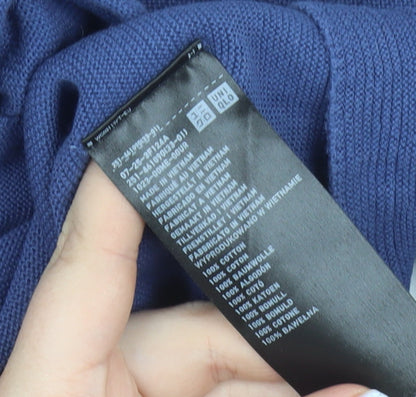 Uniqlo Women Blue Cotton Crew Neck Long Sleeve Pullover Jumper Size M