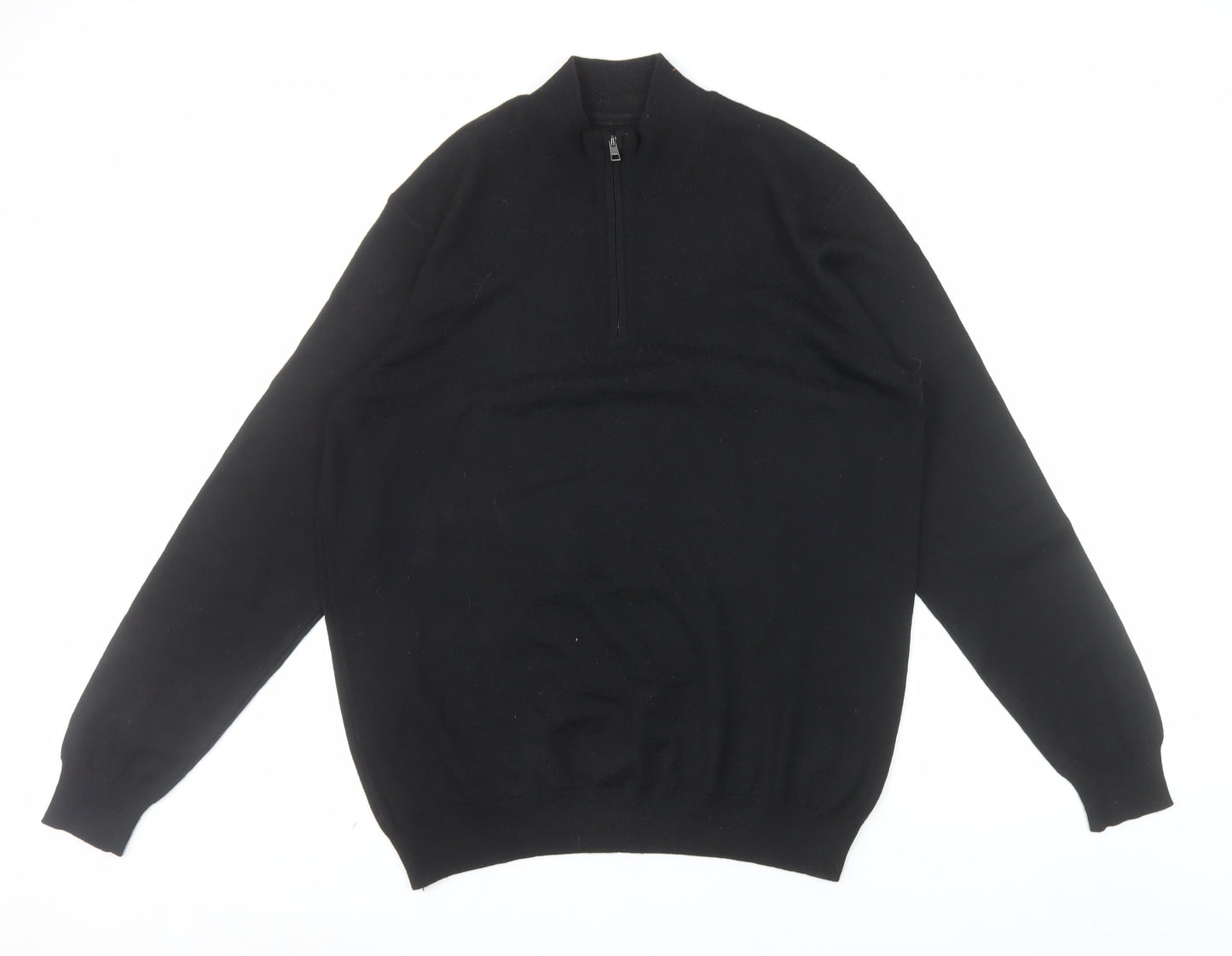 Limehaus Men’s Black 1/2 Zip Wool Blend Jumper Size L