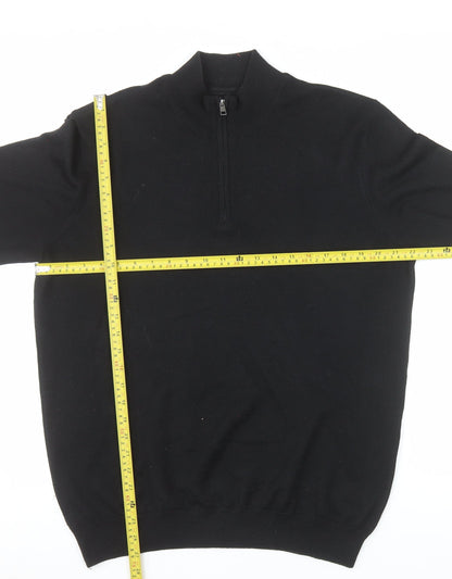 Limehaus Men’s Black 1/2 Zip Wool Blend Jumper Size L