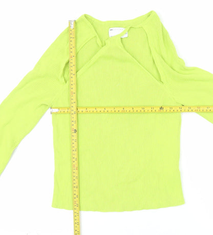 ASOS DESIGN Women’s Green Cropped Slim Fit Long Sleeve Top UK 16