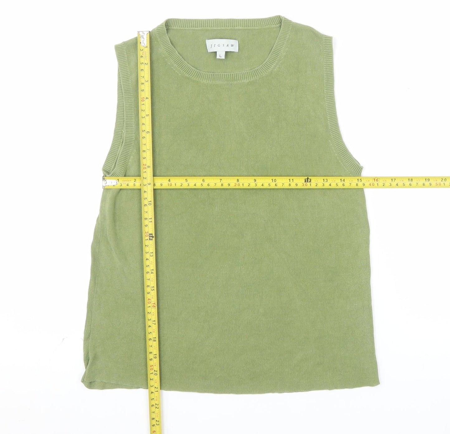Jigsaw Women's Green 100% Silk Sleeveless Knit Vest L