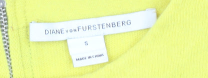 Diane von Furstenberg Women’s Yellow Wool Blend Zip Back Jumper Size S