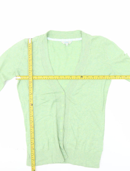 Fat Face Women's Green Size 10 Cotton Long Sleeve Cardigan