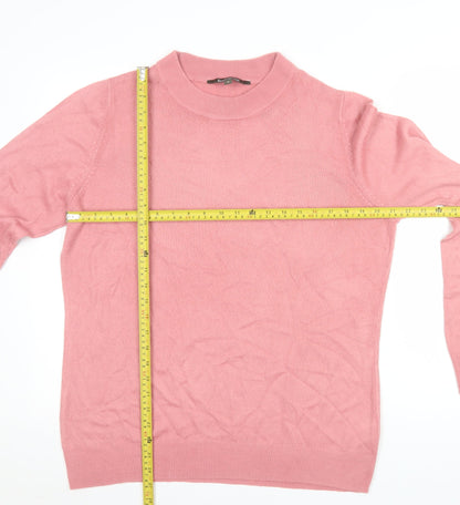 Bonmarché Women's Pink Mock Neck Long Sleeve Acrylic Jumper Size 16