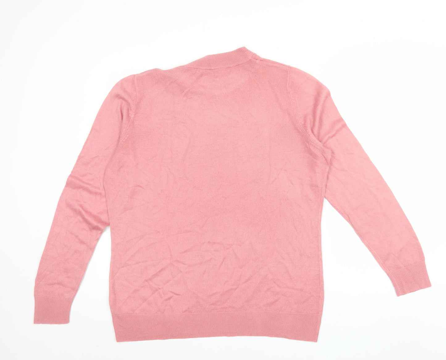 Bonmarché Women's Pink Mock Neck Long Sleeve Acrylic Jumper Size 16