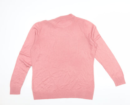 Bonmarché Women's Pink Mock Neck Long Sleeve Acrylic Jumper Size 16