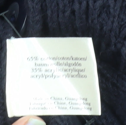 Laura Ashley Women's Black Cotton Knit Long Cardigan UK 12