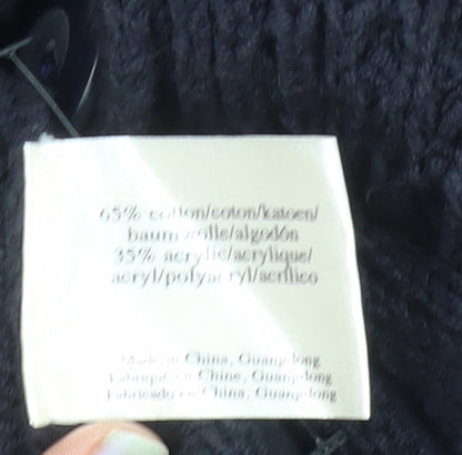 Laura Ashley Women's Black Cotton Knit Long Cardigan UK 12