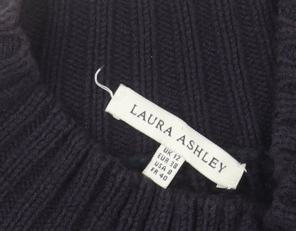 Laura Ashley Women's Black Cotton Knit Long Cardigan UK 12