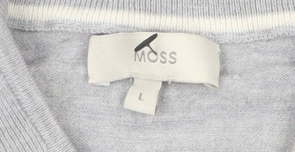 Moss Mens Grey L Half Zip Merino Wool Blend Jumper