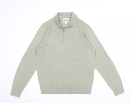 Marks and Spencer Men’s Green Merino Wool Henley Jumper Size S