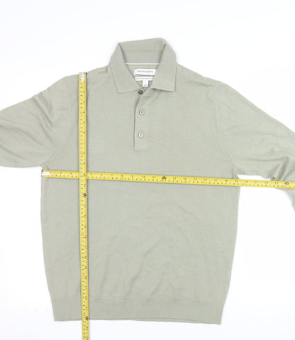 Marks and Spencer Men’s Green Merino Wool Henley Jumper Size S