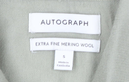 Marks and Spencer Men’s Green Merino Wool Henley Jumper Size S