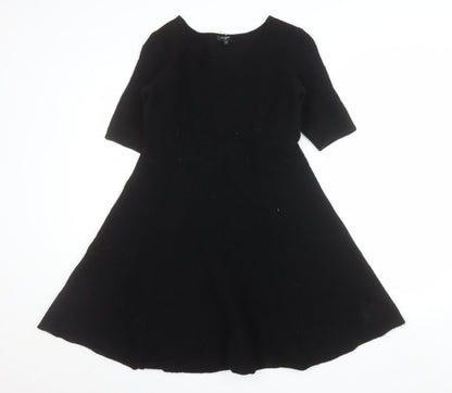 Hobbs Women’s Black Wool A-Line Knee Length Dress Size 14