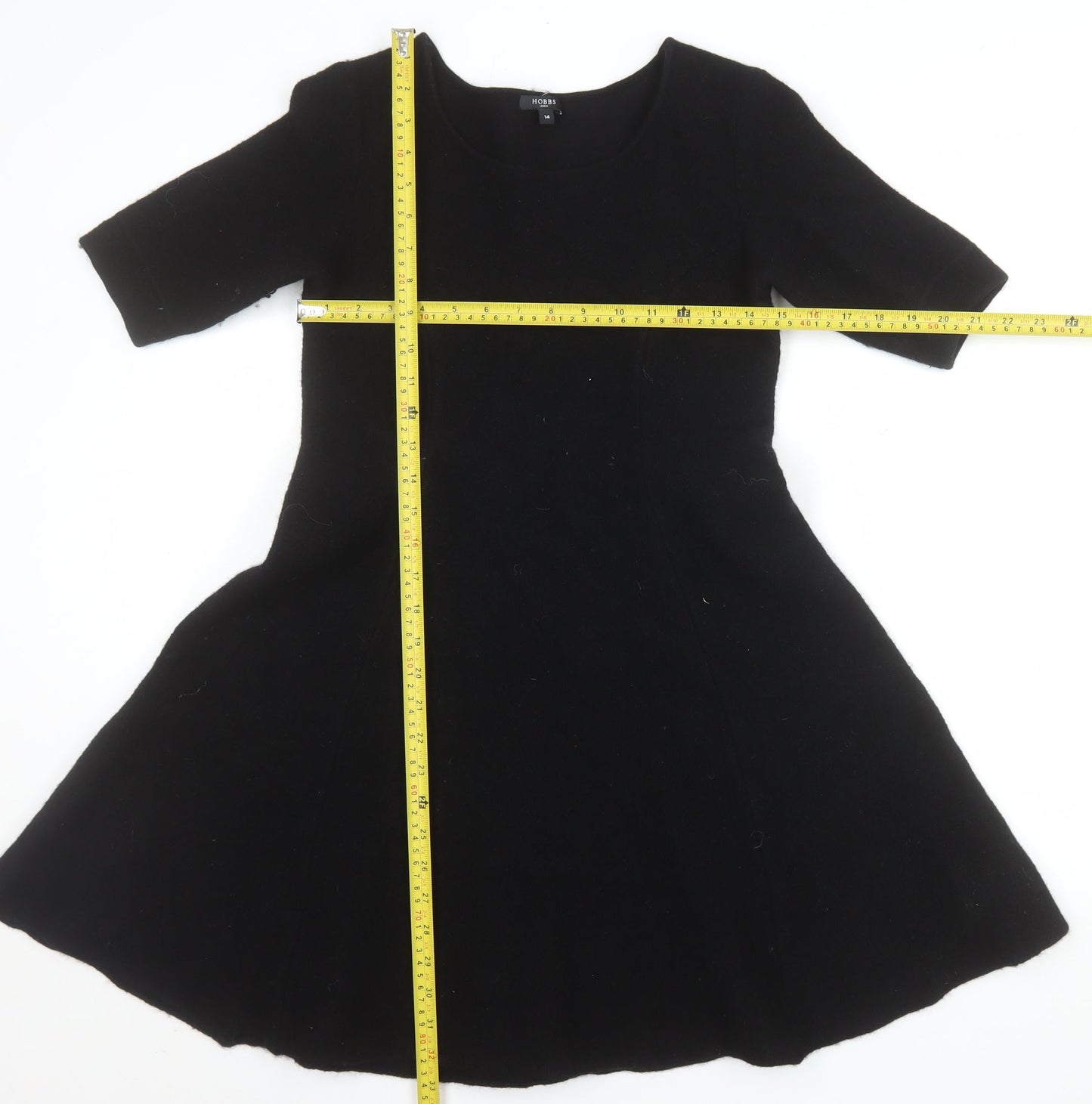 Hobbs Women’s Black Wool A-Line Knee Length Dress Size 14