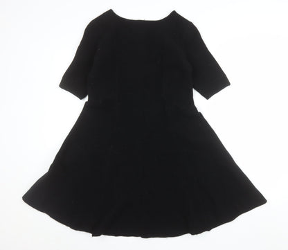 Hobbs Women’s Black Wool A-Line Knee Length Dress Size 14