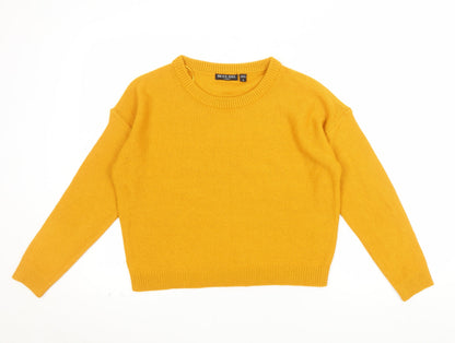 Brave Soul Womens Yellow Crew Neck Knit Pullover Jumper Size S